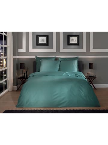 Heckett Lane Komplet pościeli satynowej "Punto" w kolorze zielonym