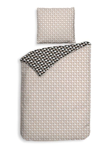 Heckett Lane Komplet pościeli satynowej "Carter" w kolorze czarno-beżowym