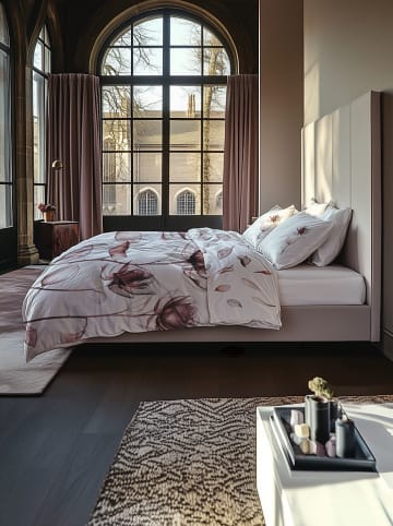 Heckett Lane Satijnen beddengoedset "Harriet" wit/roze