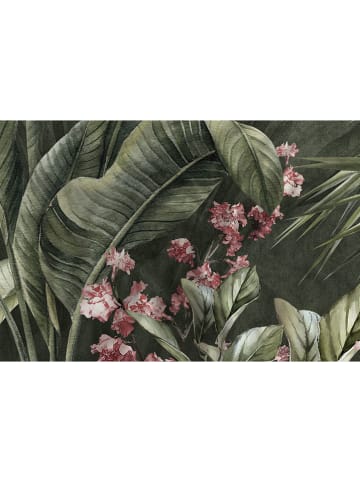 Heckett Lane Satin-Bettwäsche-Set "Mai" in Grün/ Rosa