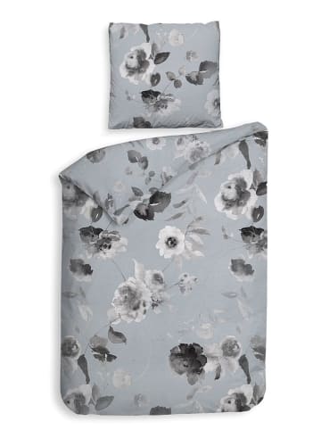 Heckett Lane Satin-Bettwäsche-Set "Mira" in Hellgrau