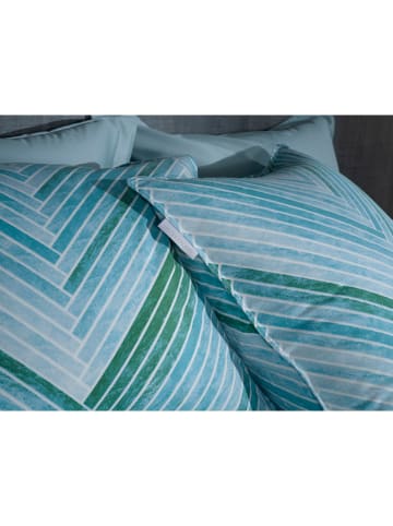 HNL Flanellen beddengoedset "Vita" lichtblauw/groen