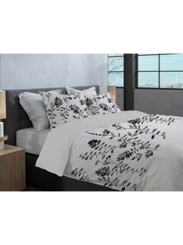 HNL Flanellen beddengoedset "Rocco" lichtgrijs