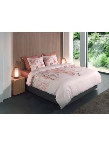 HNL Satin-Bettwäsche-Set "Pioggia" in Weiß/ Rosa