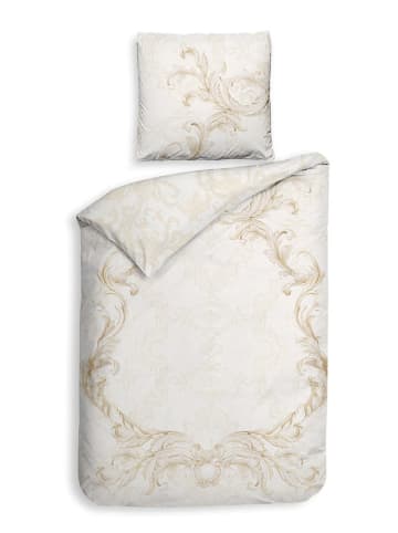 Heckett Lane Satin-Bettwäsche-Set "Lauren" in Creme/ Beige