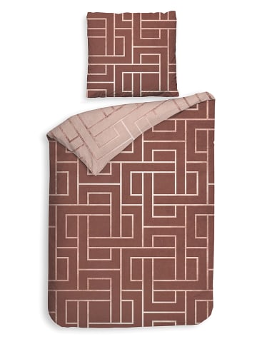 HNL Twill beddengoedset "Roja" rood/lichtroze