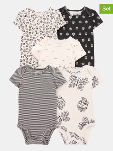 carter's 5-delige set: rompers crème/zwart