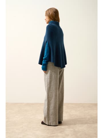 Just Cashmere Kasjmieren poncho "Huaraz" donkerblauw