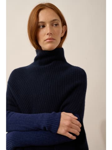 Just Cashmere Kaszmirowe ponczo "Huaraz" w kolorze granatowym