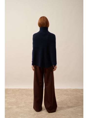 Just Cashmere Kaszmirowe ponczo "Huaraz" w kolorze granatowym