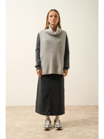 Just Cashmere Kasjmieren coltrui grijs/antraciet