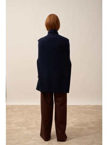 Just Cashmere Kasjmieren poncho"Miamar" donkerblauw