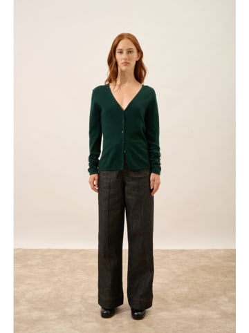 Just Cashmere Kasjmieren vest "Norma" donkergroen