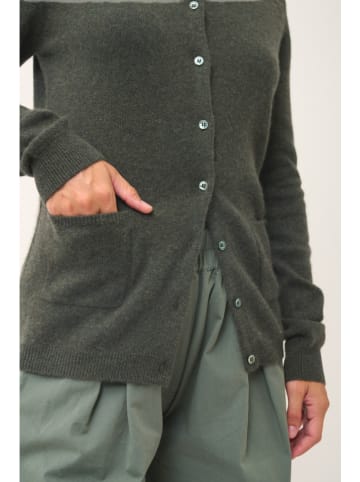 Just Cashmere Kaszmirowy kardigan "Katharine" w kolorze ciemnozielonym