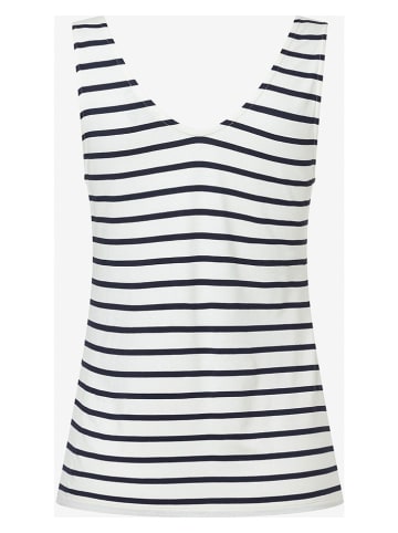 More & More Top wit/donkerblauw