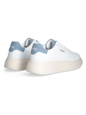 Liu Jo Leren sneakers wit/lichtblauw