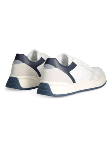 Liu Jo Skórzane sneakersy w kolorze biało-beżowo-granatowym