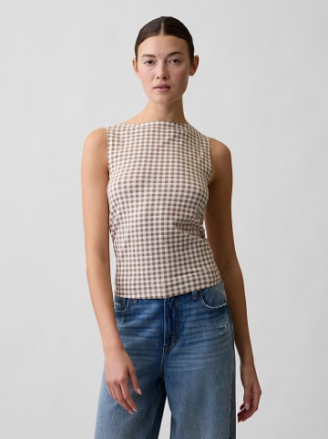 GAP Top lichtbruin/wit