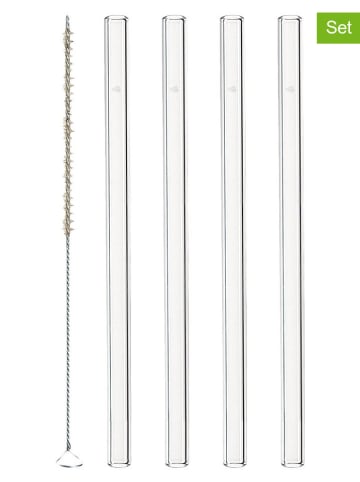 LEONARDO 5-delige rietjesset transparant - (L)15 cm