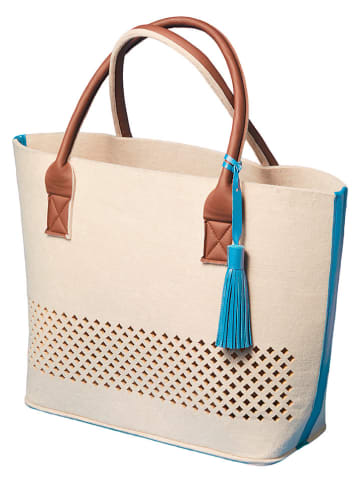 LEONARDO Shopper crème/turquoise - (B)49 x (H)34 x (D)17 cm