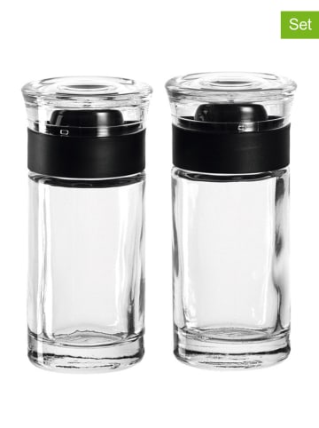 LEONARDO 2-delige zout- en peperstrooierset "Cucina" zwart/transparant - (H)10 cm