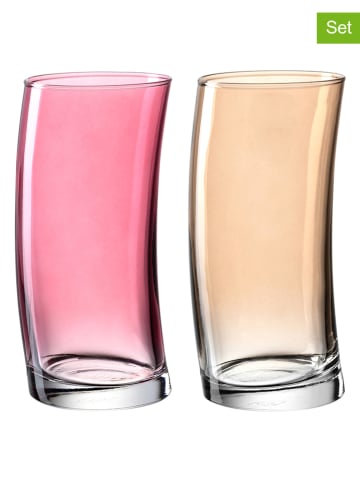 LEONARDO Szklanki (2 szt.) w kolorze jasnoróżowym i żółtym - 450 ml