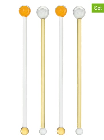 LEONARDO 4-delige set: roerstaafjes "Poesia" oranje/wit - (L)21,3 cm