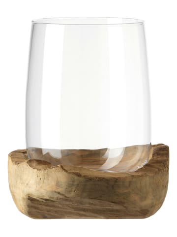 LEONARDO Windlicht "Terra" in Teak - (H)27 x Ø 23 cm