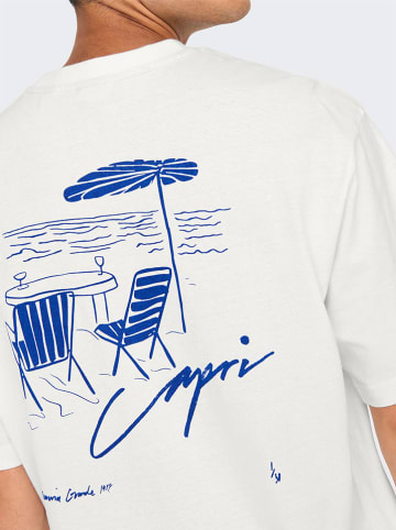 ONLY & SONS Koszulka "Milo" w kolorze biało-niebieskim