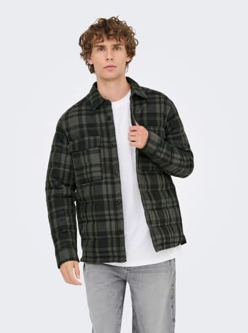 ONLY & SONS Hemdjacke "Gudmund" in Grau/ Schwarz