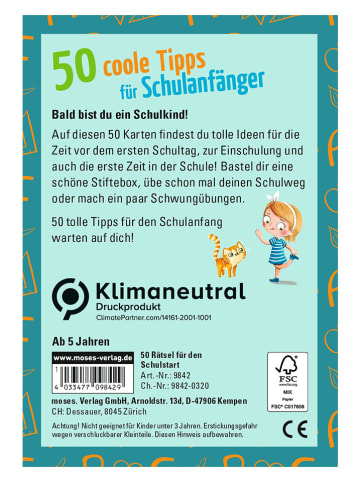 moses. Kartenset "50 coole Tipps für Schulanfänger" - ab 5 Jahren