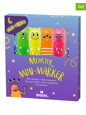 moses. 2er-Set: Mini-Marker "Monster" in Bunt - 2x 6 Stück