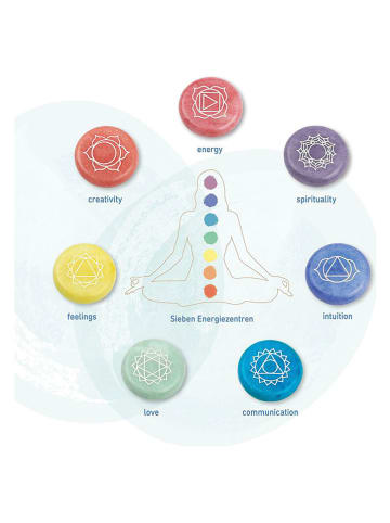 moses. 7er-Set: Chakrensteine ''Omm for you'' in Bunt - Ø 3,5 cm