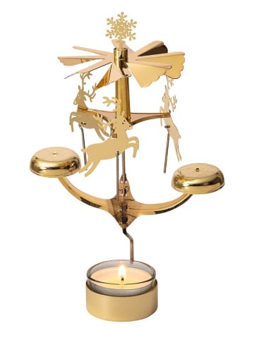 moses. Teelicht-Karussell "Glockenspiel" in Gold - (H)21 cm