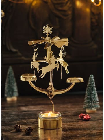 moses. Teelicht-Karussell "Glockenspiel" in Gold - (H)21 cm