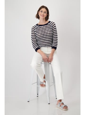 monari Pullover in Dunkelblau/ Weiß