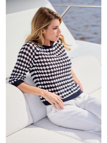 monari Pullover in Dunkelblau/ Weiß