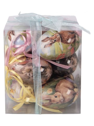 Clayre&Eef 9er-Set: Dekoanhänger "Ei" in Rosa/ Grün - Ø 5 cm