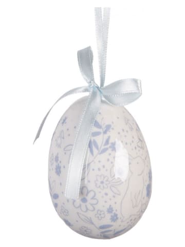 Clayre&Eef 9-delige set: decohanger "Ei" crème/lichtblauw - Ø 5 cm