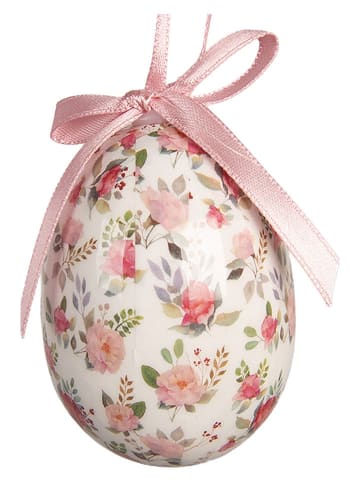 Clayre&Eef 9-delige set: decohanger "Ei" wit/lichtroze - Ø 5 cm