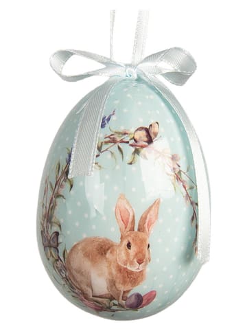 Clayre&Eef 9er-Set: Dekoanhänger "Ei" in Gelb/ Hellblau/ Rosa - Ø 5 cm