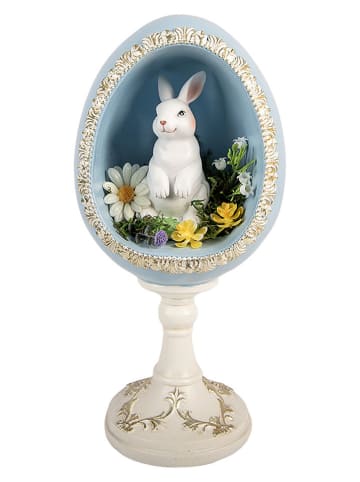 Clayre&Eef Figurka dekoracyjna "Egg" w kolorze błękitno-białym - 13 x 28 x 12 cm