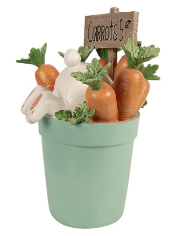Clayre&Eef Dekofigur ''Kaninchen'' in Grün/ Orange - (B)21 x (H)28 x (T)20 cm