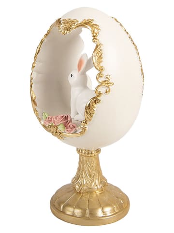Clayre&Eef Figurka dekoracyjna "Egg" w kolorze złoto-białym - 12 x 22 x 11 cm