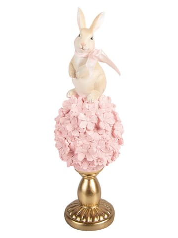 Clayre&Eef Decofiguur ''Konijntje'' crème/lichtroze/goudkleurig - (H)32 x Ø 11 cm