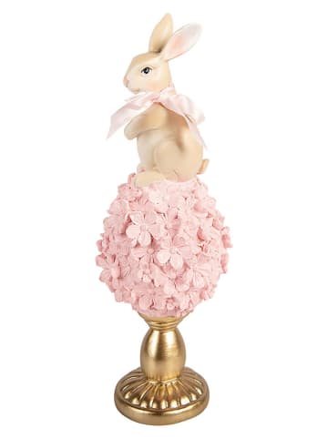 Clayre&Eef Decofiguur ''Konijntje'' crème/lichtroze/goudkleurig - (H)32 x Ø 11 cm