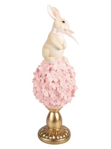 Clayre&Eef Dekofigur ''Kaninchen'' in Creme/ Rosa/ Gold - (H)32 x Ø 11 cm