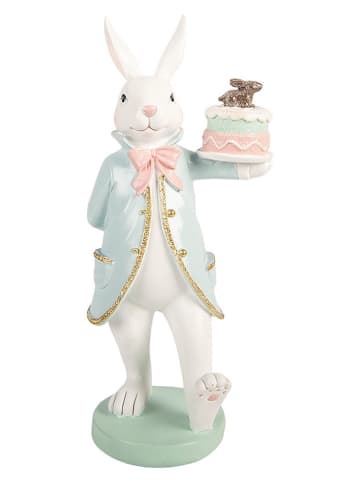 Clayre&Eef Decofiguur ''Konijntje'' wit/lichtblauw/groen - (B)13 x (H)28 x (D)11 cm