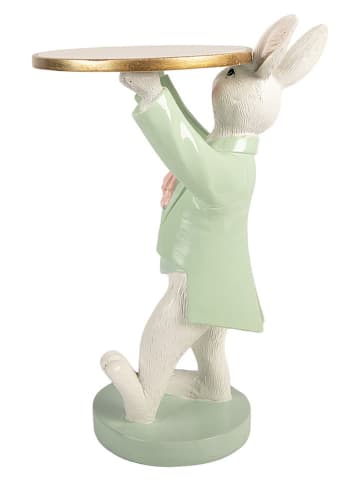 Clayre&Eef Dekofigur ''Kaninchen'' in Grün/ Weiß/ Gold - (B)19 x (H)28 x (T)14 cm