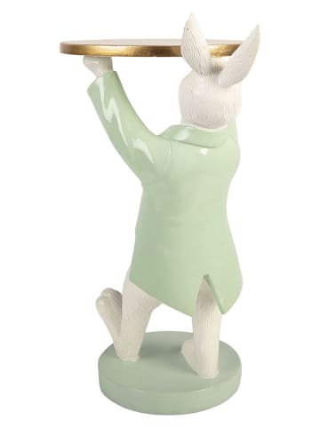 Clayre&Eef Decofiguur ''Konijntje'' groen/wit/goudkleurig - (B)19 x (H)28 x (D)14 cm